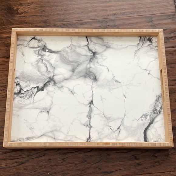 NWOT faux marble and wood tray - Picture 1 of 2